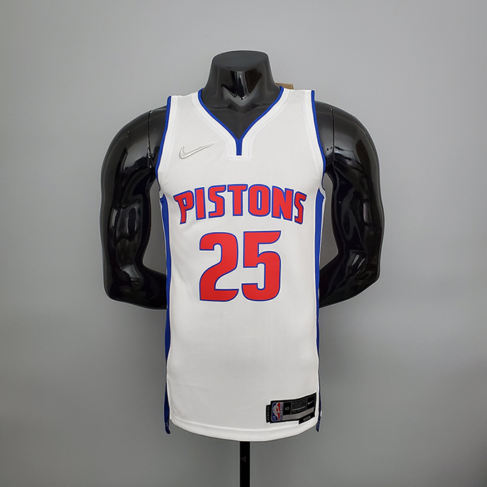 75th Anniversary Rose #25 Detroit Pistons White NBA Jersey-2654570