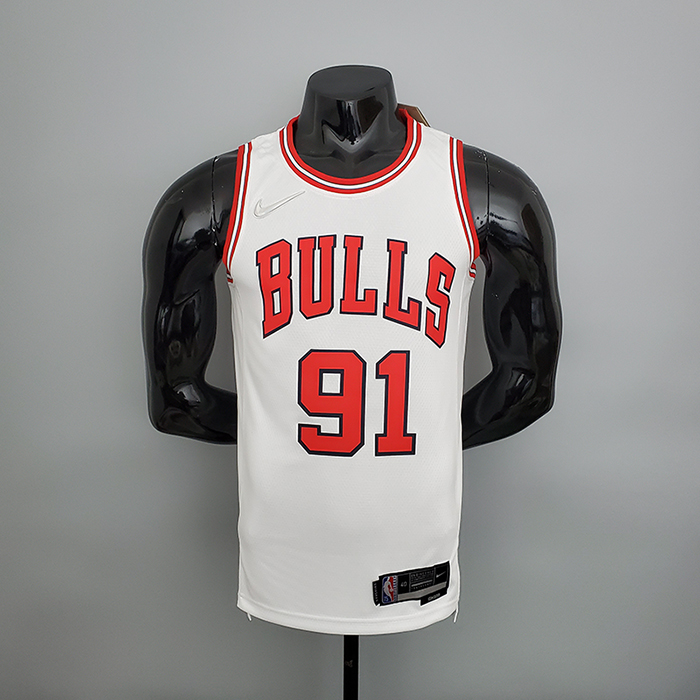 75th Anniversary Rodman #91 Chicago Bulls White NBA Jersey-3585136