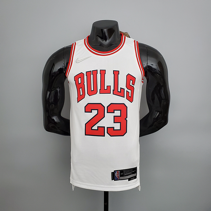 75th Anniversary Jordan #23 Chicago Bulls White NBA Jersey-4045349