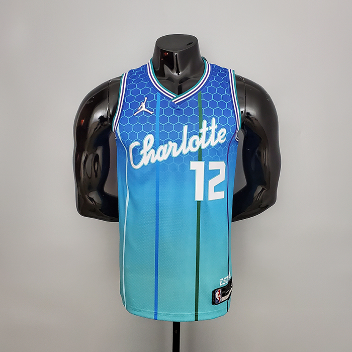 2022 OUBREJR #12 Charlotte Hornets City Edition Blue NBA Jersey-575319