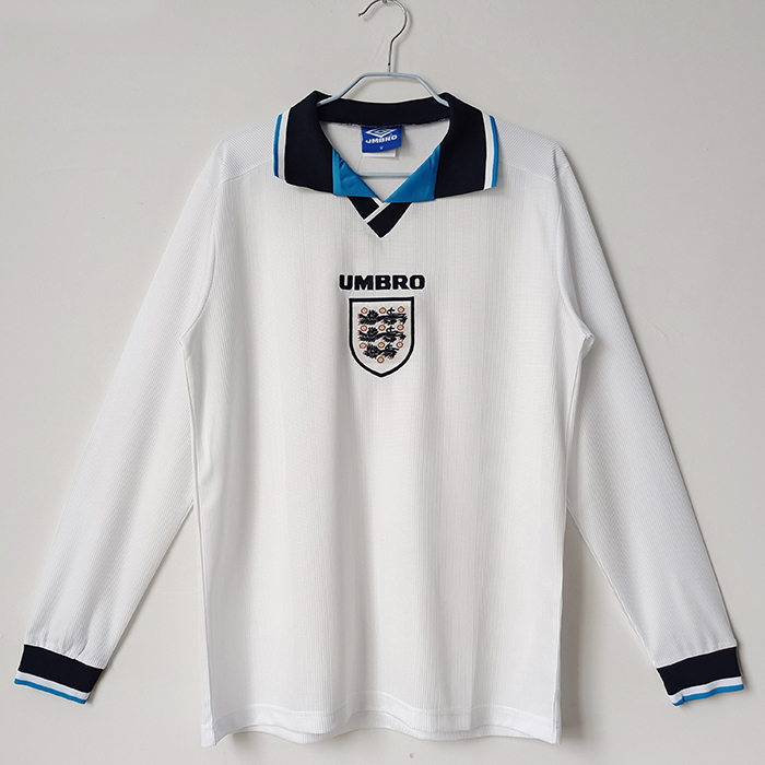 1996 Retro England Home Long Sleeves Jersey version short sleeve-6059439