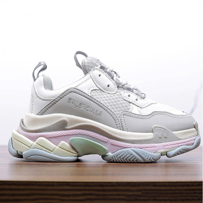 Balenciaga Triple S Sneaker 17FW ins Running Shoes-Gray/White-4437073