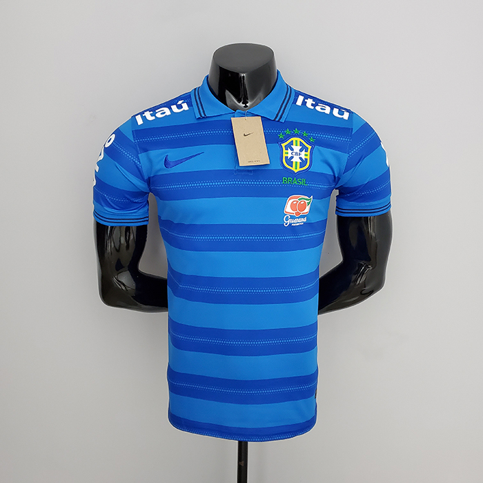 22/23 Brazil POLO Blue Stripe Jersey version short sleeve-8274006
