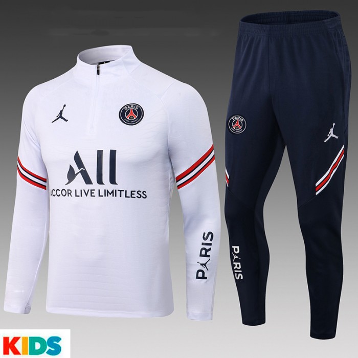 21/22 Paris Saint-Germain PSG White Kids Edition Classic Jacket Training Suit (Top+Pant)-1988516