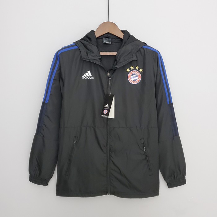2022 Bayern Munich Hooded Windbreaker Black jacket Windbreaker-7965514