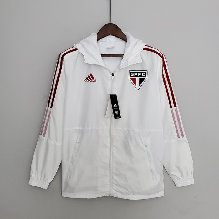 2022 Sao Paulo Futebol Clube Hooded Windbreaker White Blue jacket Windbreaker-2040447