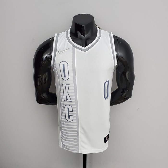 75th Anniversary 2202 Season Oklahoma City Thunder WESTBROOK#0 City Edition White NBA Jersey-7258172