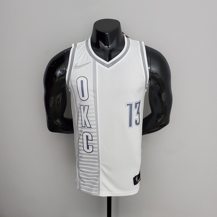 75th Anniversary 2202 Season Oklahoma City Thunder GEORGE#13 City Edition White NBA Jersey-4189025