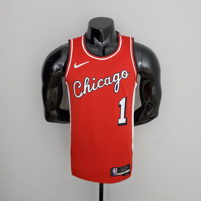 75th Anniversary 2022 Season Chicago Bulls ROSE#1 City Edition Red NBA Jersey-7635863