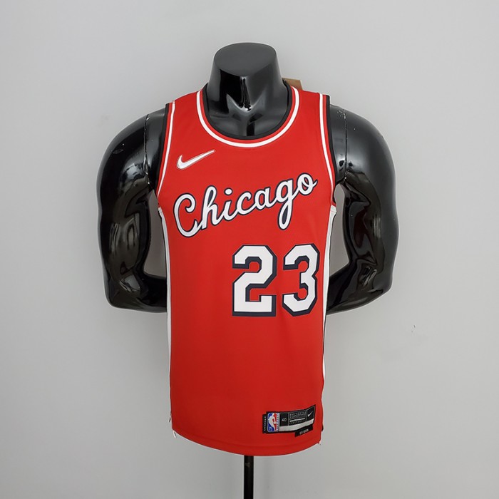 75th Anniversary 2022 Season Chicago Bulls JDRDAN#23 City Edition Red NBA Jersey-6051720