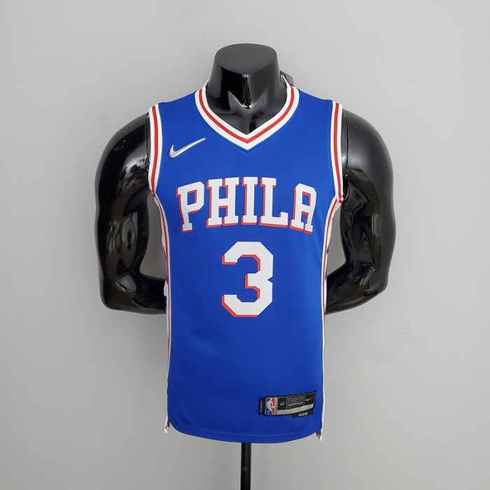 75th Anniversary Philadelphia 76ers IVERSON#3 Blue NBA Jersey-8321328