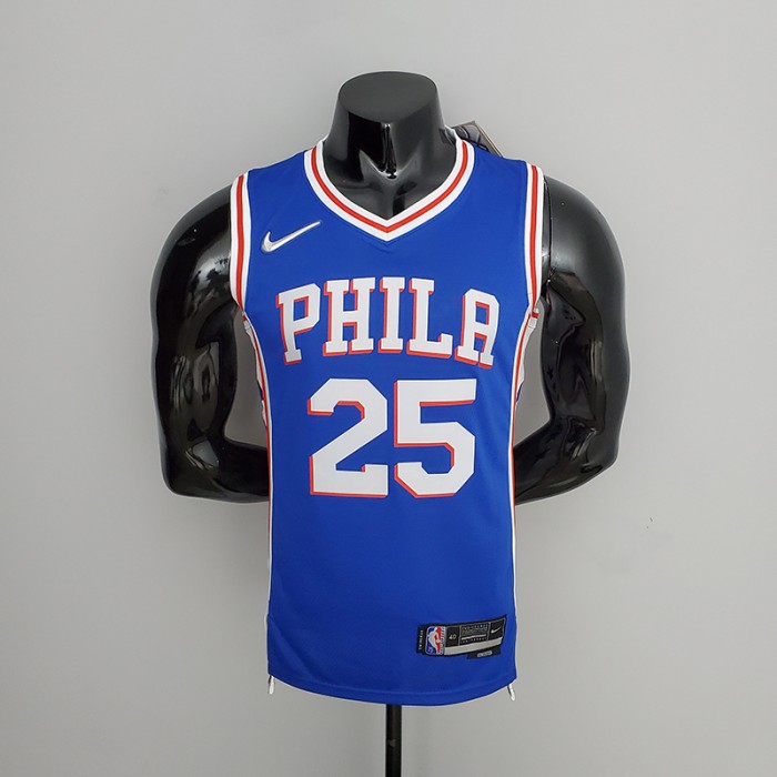75th Anniversary Philadelphia 76ers SIMMONS#25 Blue NBA Jersey-9480777