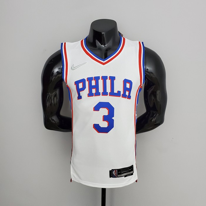 75th Anniversary Philadelphia 76ers IVERSON#3 White NBA Jersey-1261384