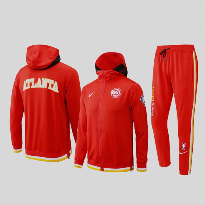 21/22 NBA Atlanta Hawks Hooded Jacket Kit Red Jacket Training SuitTop + Pant-2817153