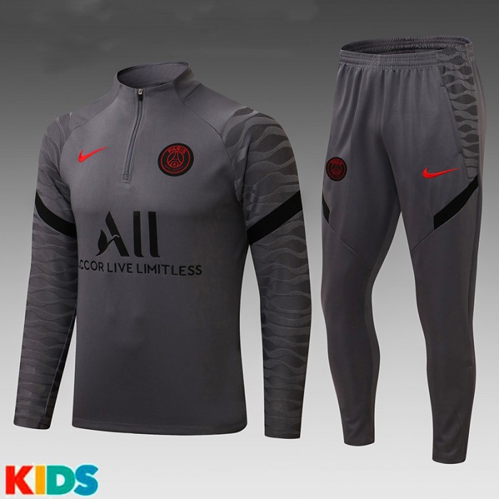 21/22 Paris Saint-Germain PSG Gray Kids Edition Classic Jacket Training Suit (Top+Pant)-6850920