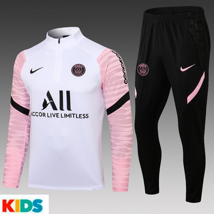 21/22 Paris Saint-Germain PSG White Kids Edition Classic Jacket Training Suit (Top+Pant)-3791228