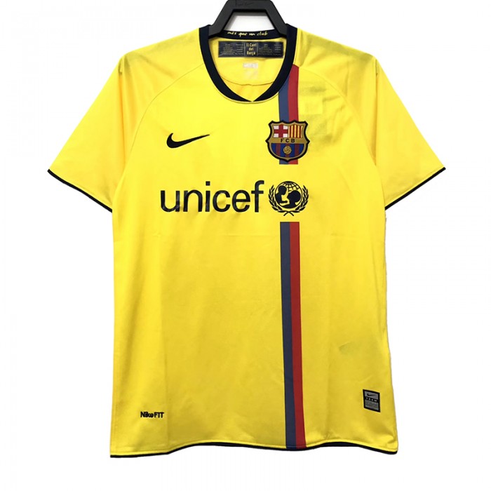 08/09 Barcelona Reteo Away Yellow Black Jersey version short sleeve-9699386