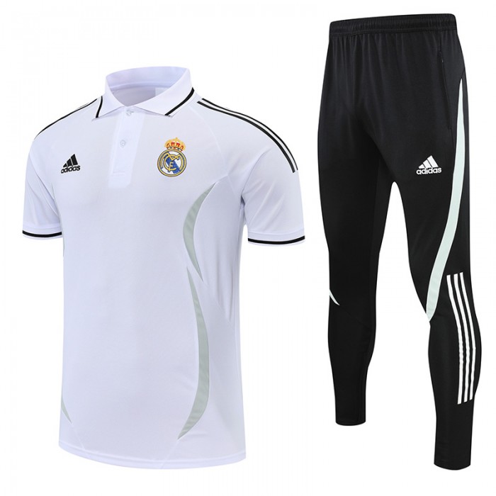 Real Madrid POLO kit White Jersey Edition Classic Training Suit (Shirt + Pant)-4136938