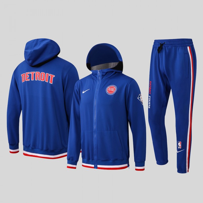 21/22 NBA Detroit Pistons Hooded Jacket Kit Light Blue (Top + Pant)-800619