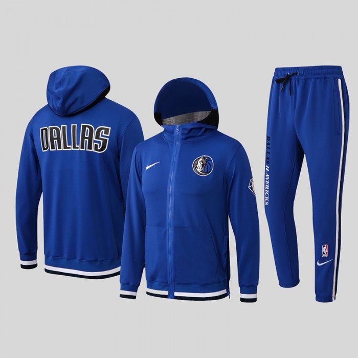 21/22 NBA Dallas Mavericks Hooded Jacket Kit Light Blue (Top + Pant)-6876040