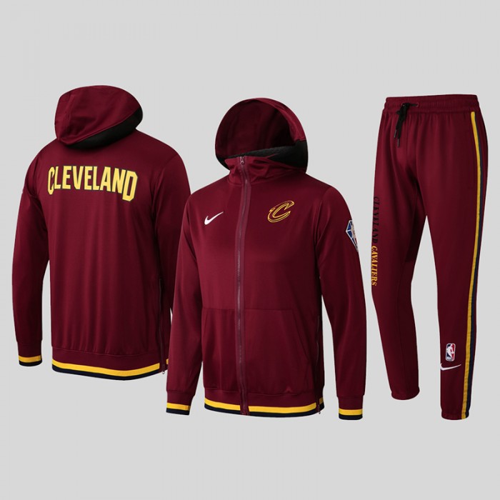 21/22 NBA Cleveland Cavaliers Hooded Jacket Kit Light Red (Top + Pant)-9809786
