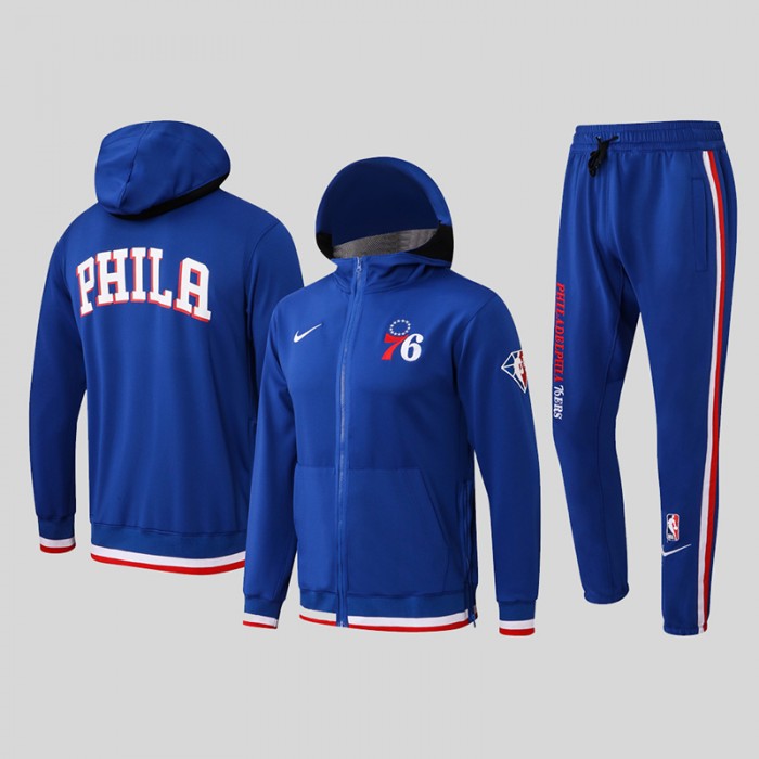 21/22 NBA Philadelphia 76ers Hooded Jacket Kit Light Blue (Top + Pant)-847155