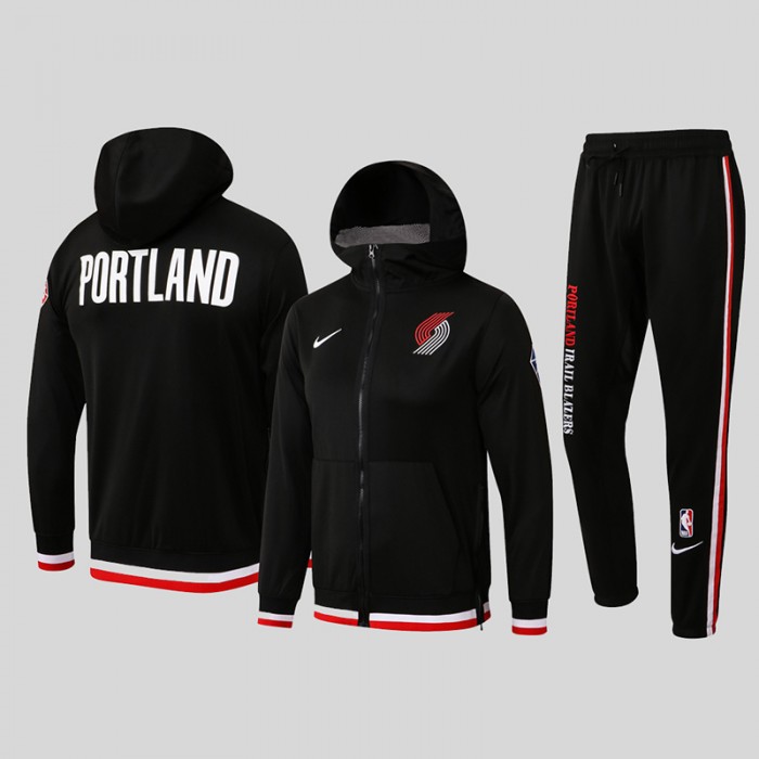 21/22 NBA Portland Trail Blazers Hooded Jacket Kit Light Black (Top + Pant)-8700386