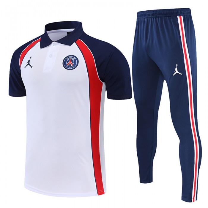 Paris Saint-Germain PSG X Jordan POLO kit royal blue Jersey Edition Classic Training Suit (Shirt + Pant)-8471835