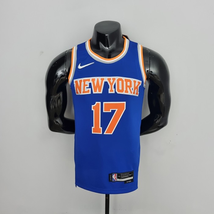 75th Anniversary Lin #17 New York Knicks Blue NBA Jersey-2950611