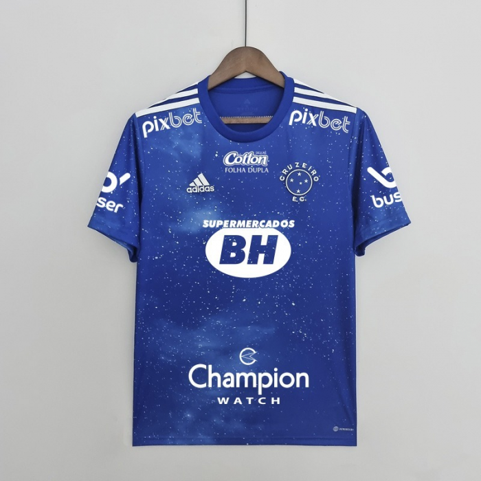 22/23 all sponsors Cruzeiro home Blue Jersey version short sleeve-1649277