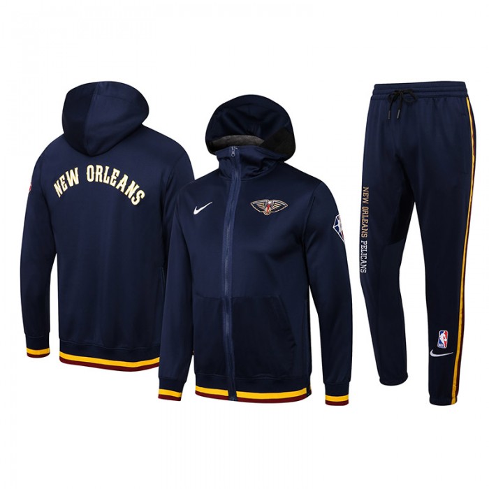 NBA New Orleans Pelicans Navy Blue Hooded Jacket Kit (Top + Pant)-1445053