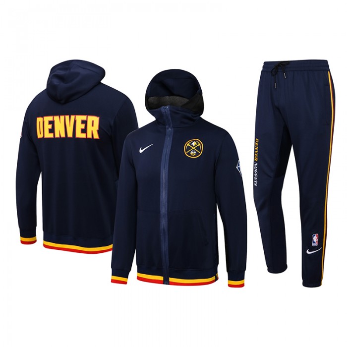 NBA Denver Nuggets Navy Blue Hooded Jacket Kit (Top + Pant)-5413465