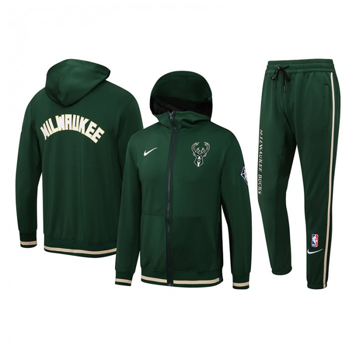 NBA Milwaukee Bucks Green Hooded Jacket Kit (Top + Pant)-1690118