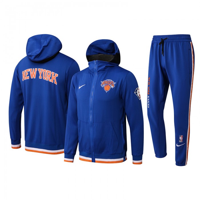 NBA New York Knicks Blue Hooded Jacket Kit (Top + Pant)-6654258