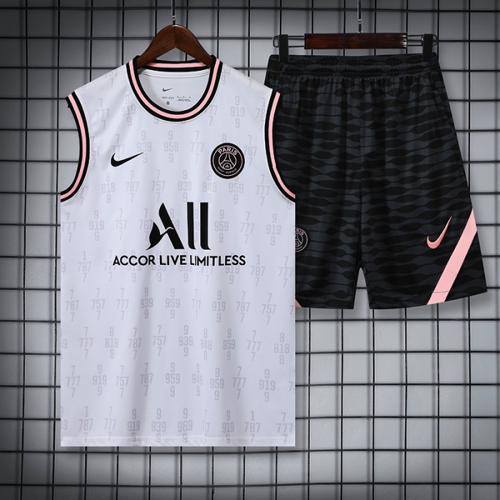 Paris Saint-Germain PSG kit Gray Training Suit Shorts Kit Jersey (Vest + Short)-3024902