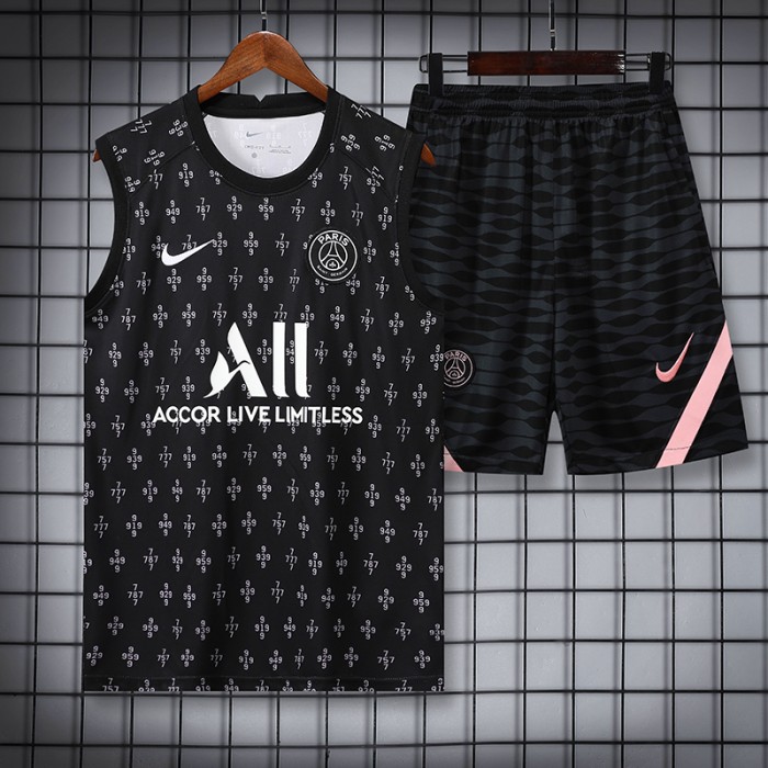 Paris Saint-Germain PSG kit Gray Training Suit Shorts Kit Jersey (Vest + Short)-4012399