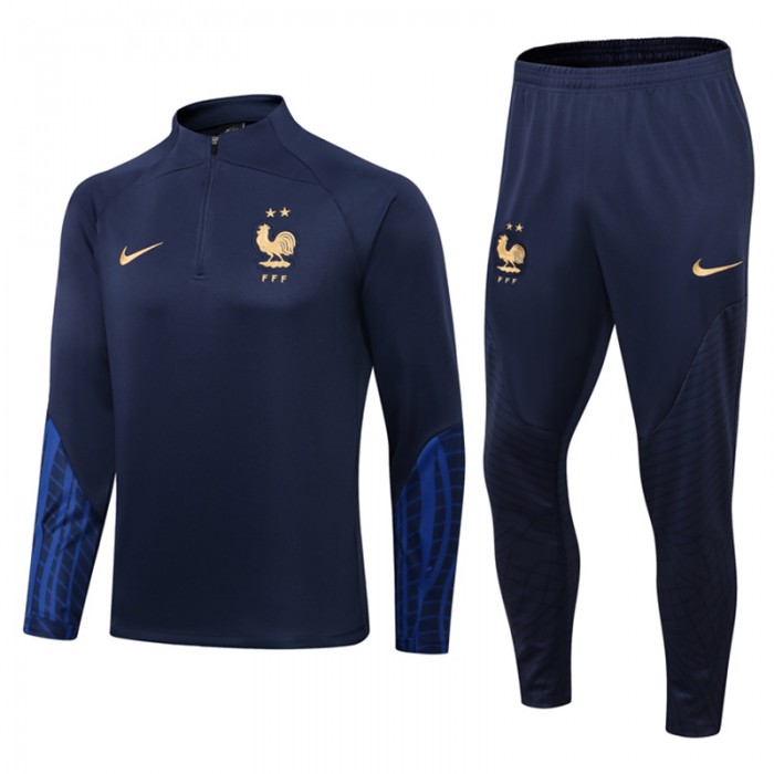 22/23 France Navy Blue Jersey Edition Classic Training Suit (Top + Pant)-6533577