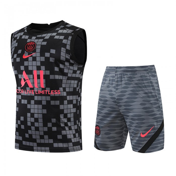 21/22 Paris Saint-Germain PSG Gray kit Training Suit Shorts Kit Jersey (Vest + Short)-9730603