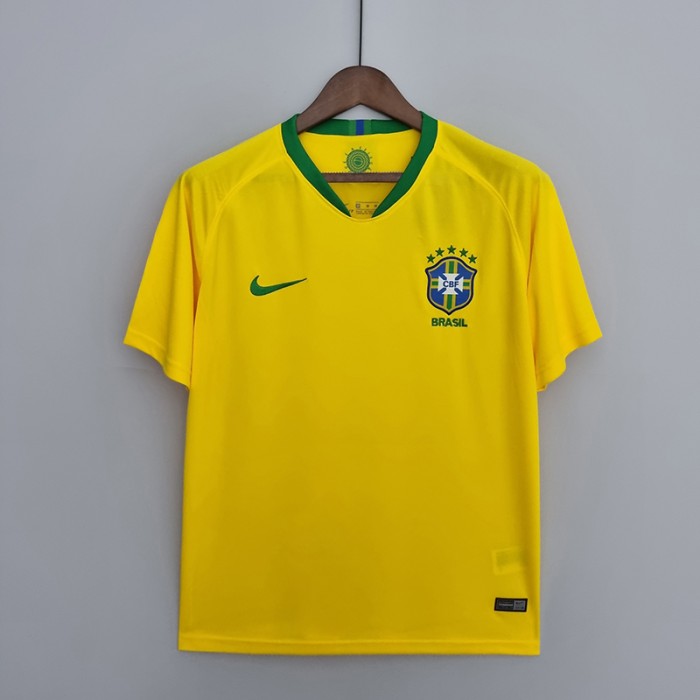 Retro 2018 Brazil Home Yellow Jersey version short sleeve-9988964