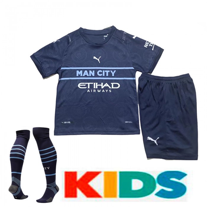Manchester City kit Kids Training Suit Shorts Kids Kit Jersey (Shirt + Short + Sock)-9896665