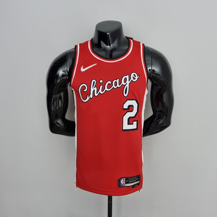 75th Anniversary 2022 Season Chicago Bulls BALL #2 City Edition Red NBA Jersey-1909761