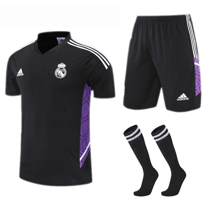 22/23 Real Madrid Black kit Training Suit Shorts Kit Jersey (Shirt + Short +Short)-3820568