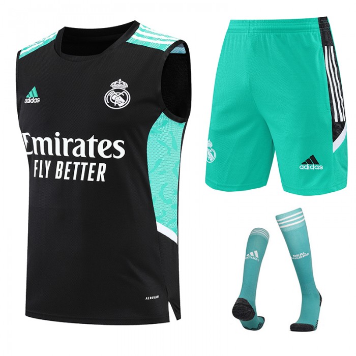 22/23 Real Madrid Black kit Training Suit Shorts Kit Jersey (Vest + Short+Sock)-1423020