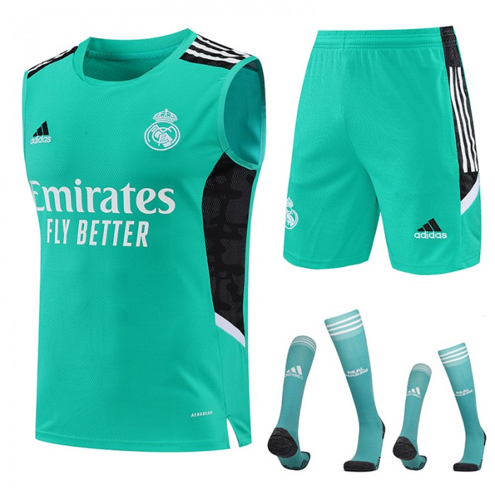 22/23 Real Madrid Blue kit Training Suit Shorts Kit Jersey (Vest + Short+Sock)-9524823