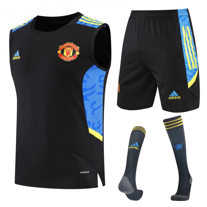 22/23 Real Madrid Black kit Training Suit Shorts Kit Jersey (Vest + Short+Sock)-6289370