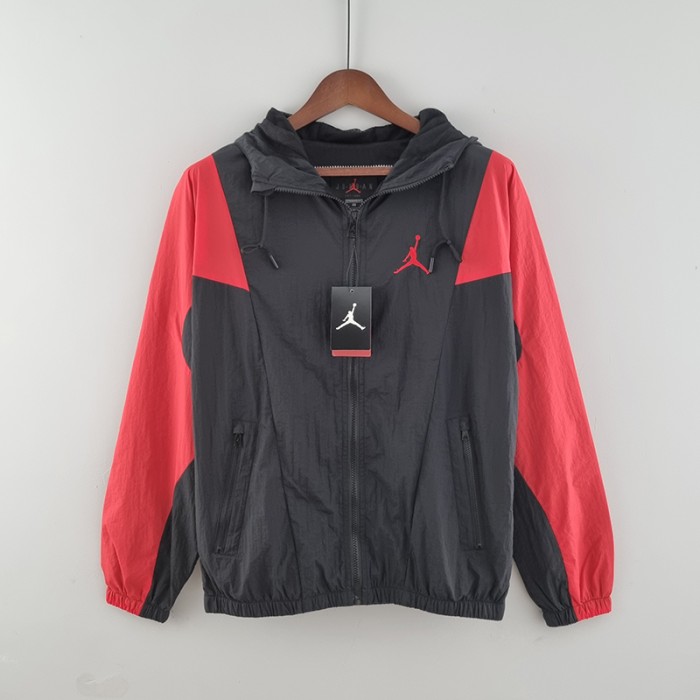 Autumn Winter Windbreaker Hooded jacket Zipper jacket Long sleeve-Black/Red-8079852