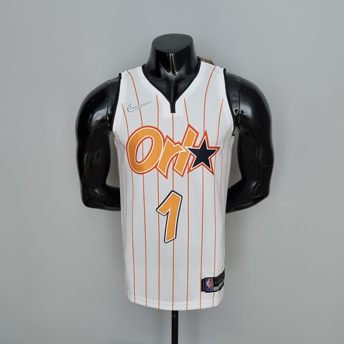 75th Anniversary Orlando Magic McGrady #1 White and Orange NBA Jersey-9727018