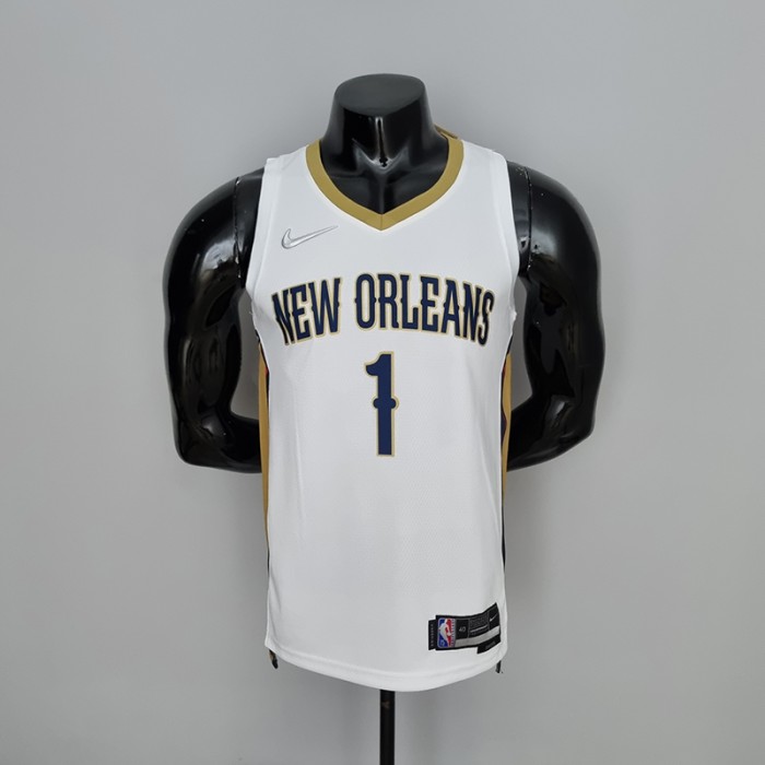 75th Anniversary New Orleans Pelicans Williamson#1 White NBA Jersey-5814526