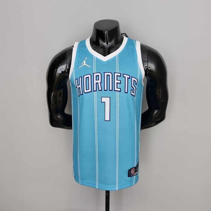 75th Anniversary Ball #1 Charlotte Hornets Blue NBA Jersey-9226055