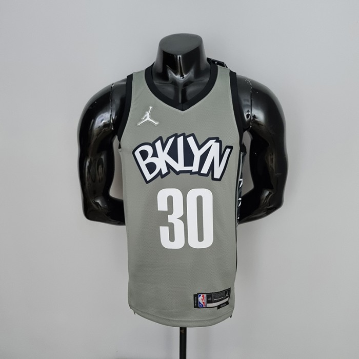 75th Anniversary Curry #30 Brooklyn Nets City Edition Gray NBA Jersey-3286086